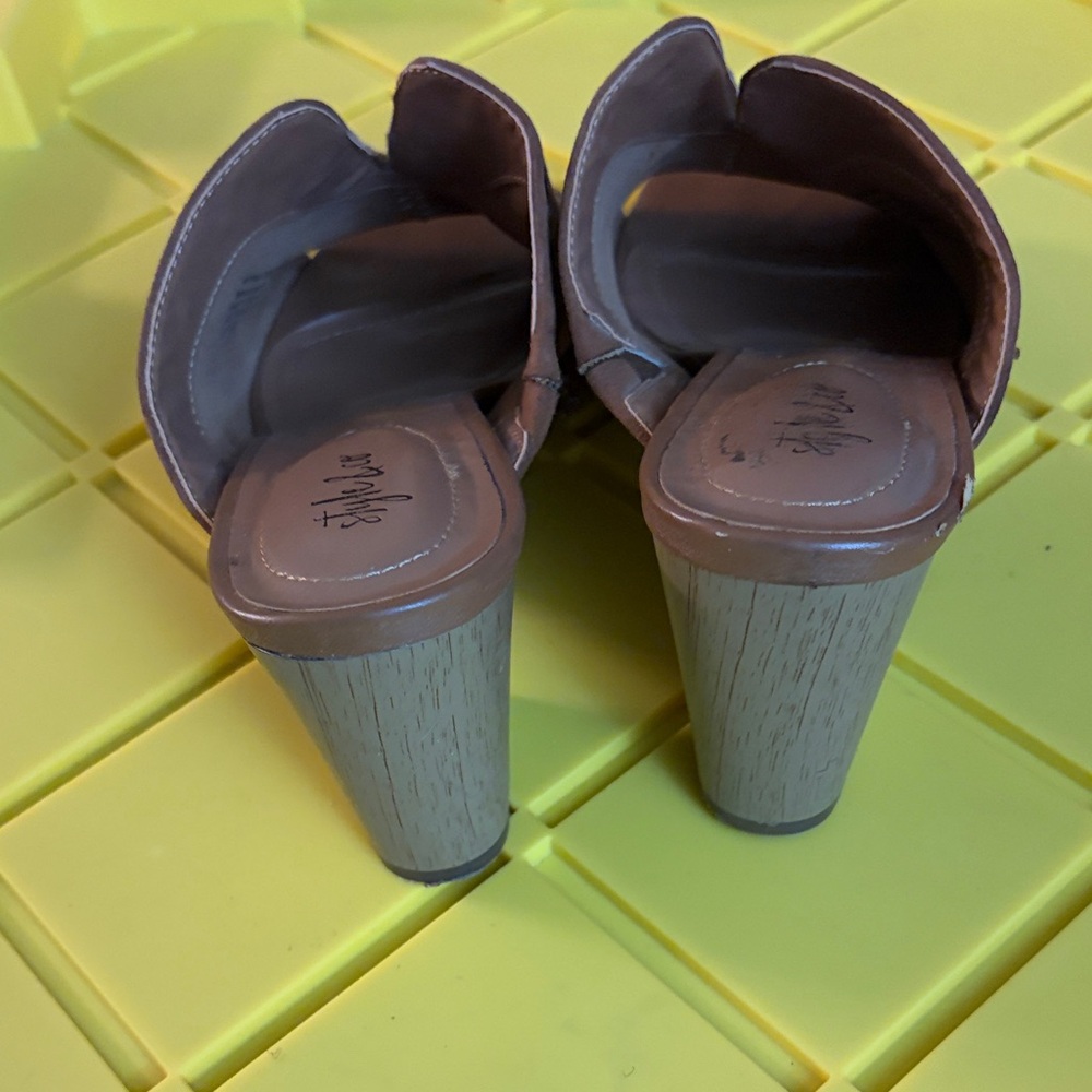 Style & Co. Brown Suede Peep-Toe Slide Mules With Cutout Detail View 5